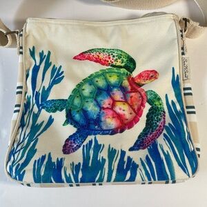 Sun n Sand Colorful Sea Turtle Canvas Bag. NWOT. Adjustable strap.